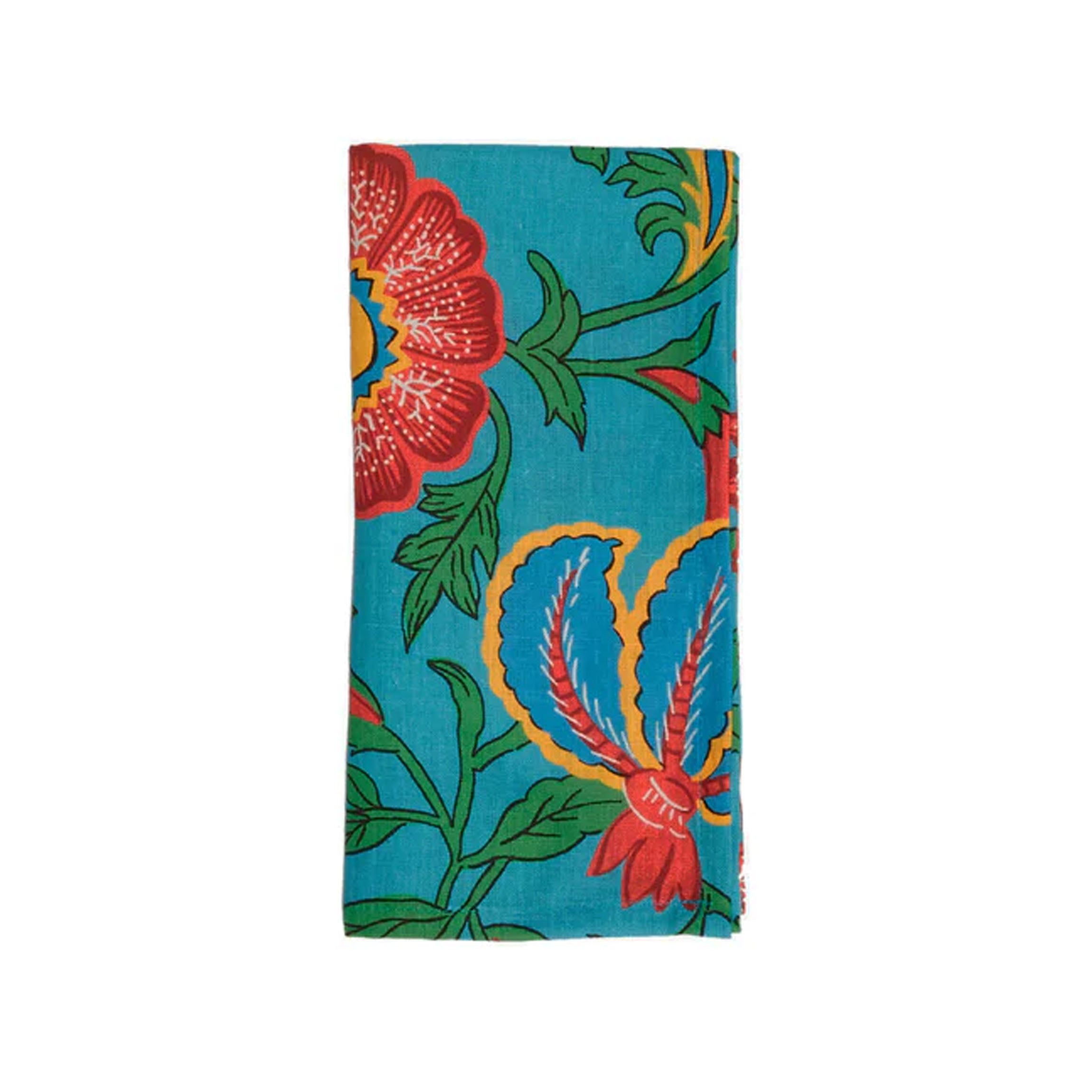 Large Napkins in Dragon Flower Turquoise, Set of 2