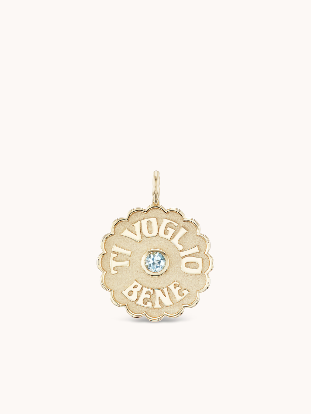 Large Raised Gold Ti Voglio Bene Aqua Necklace