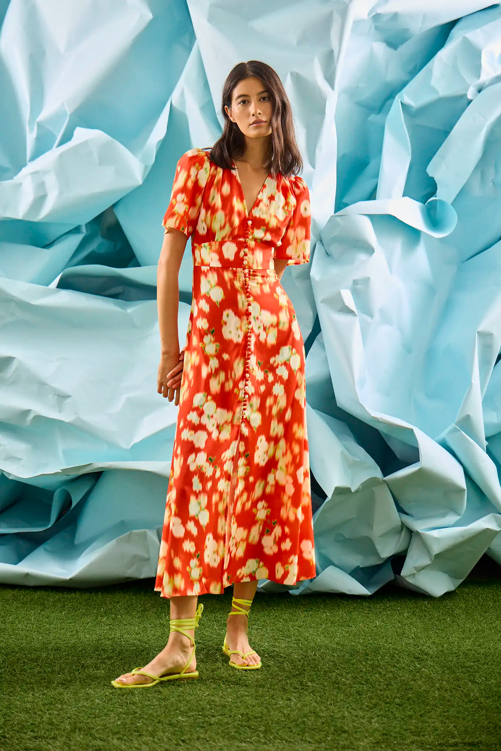 Larson Dress in Aperol Ikat