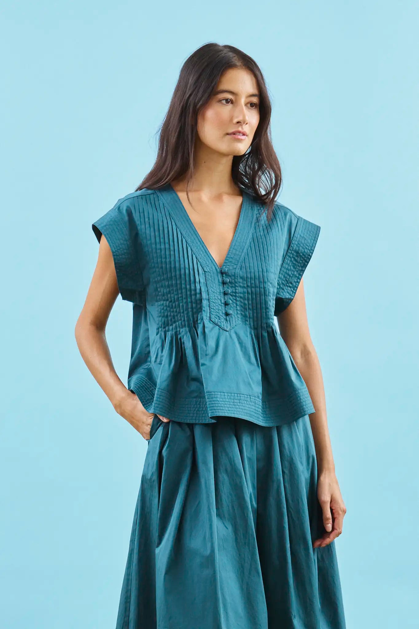 Lola Top in Petrol Green