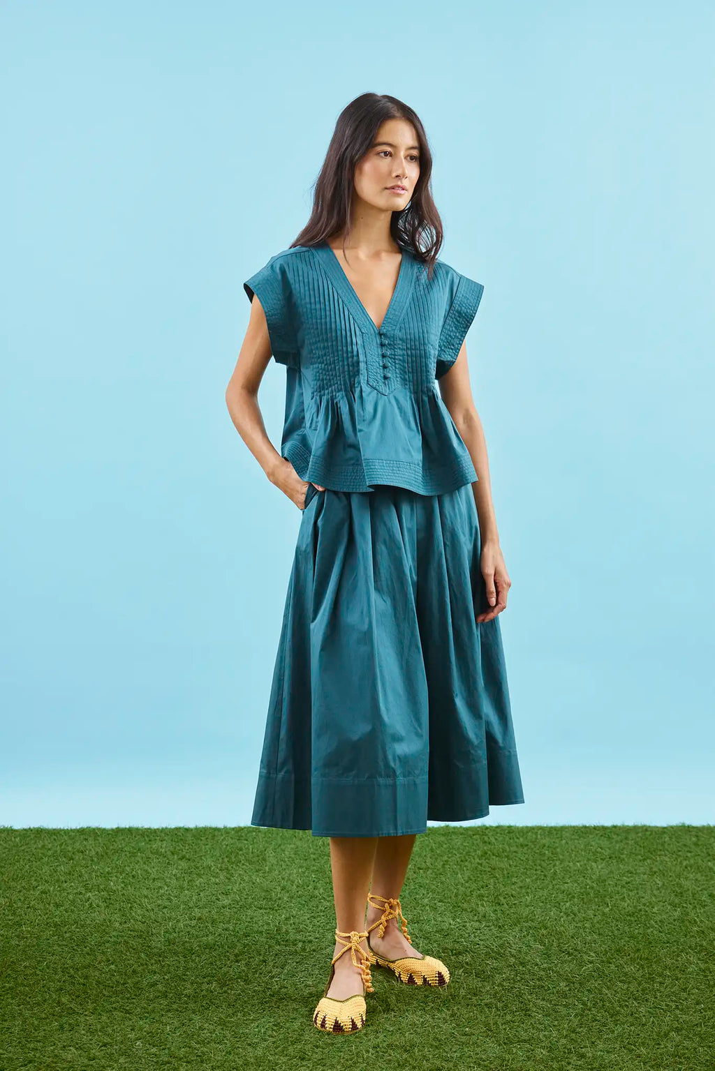 Maison Skirt in Petrol Green