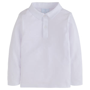 little english classic childrens clothing. Long sleeve solid white polo for boys
