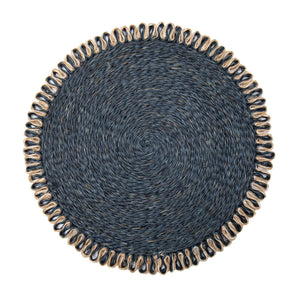 Loopy Abaca 15" Round Placemat in Navy & Natural, Set of 4