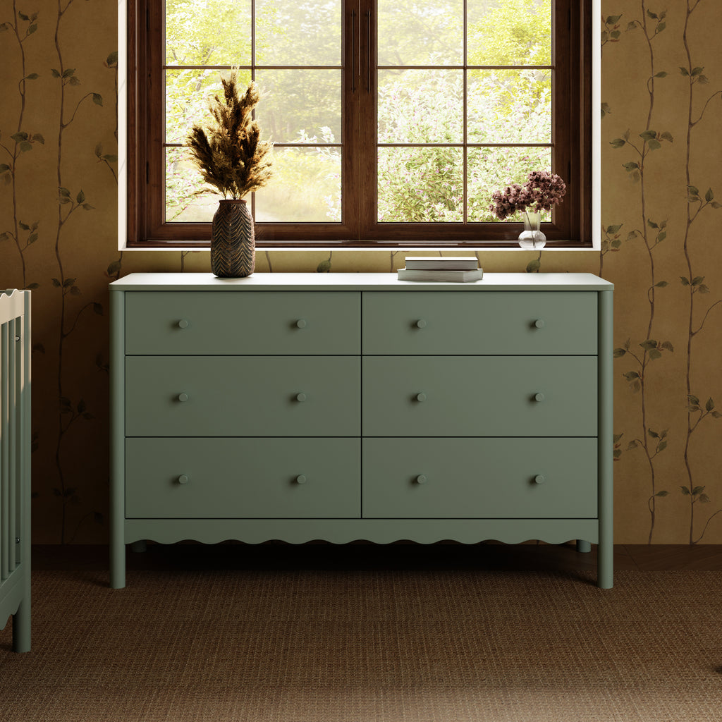 Swell 6-Drawer Wide Assembled Dresser (56") in Light Sage