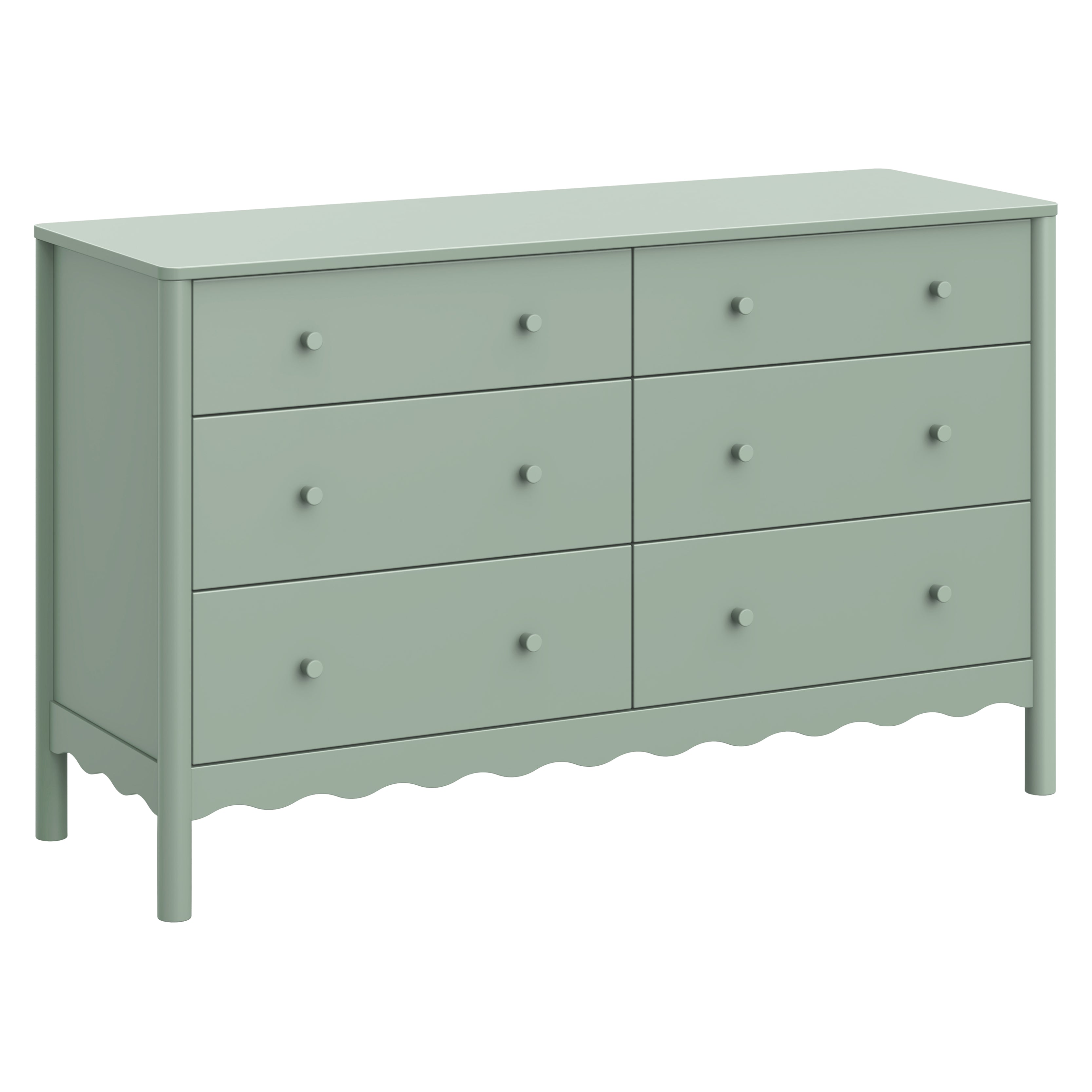 Swell 6-Drawer Wide Assembled Dresser (56") in Light Sage