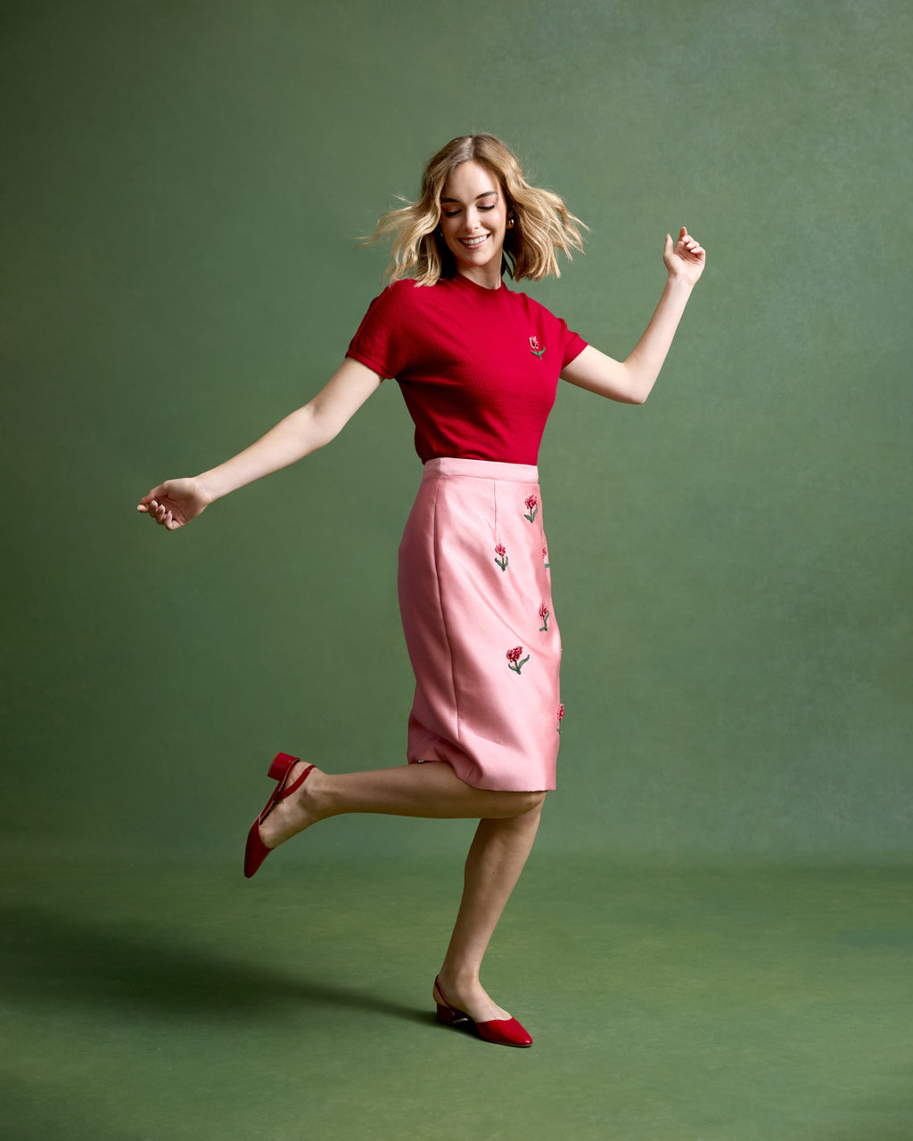Margaret Skirt in Embellished Silk Wool