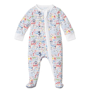 Martha's Vineyard Zip Baby Onesie in Moby Multi
