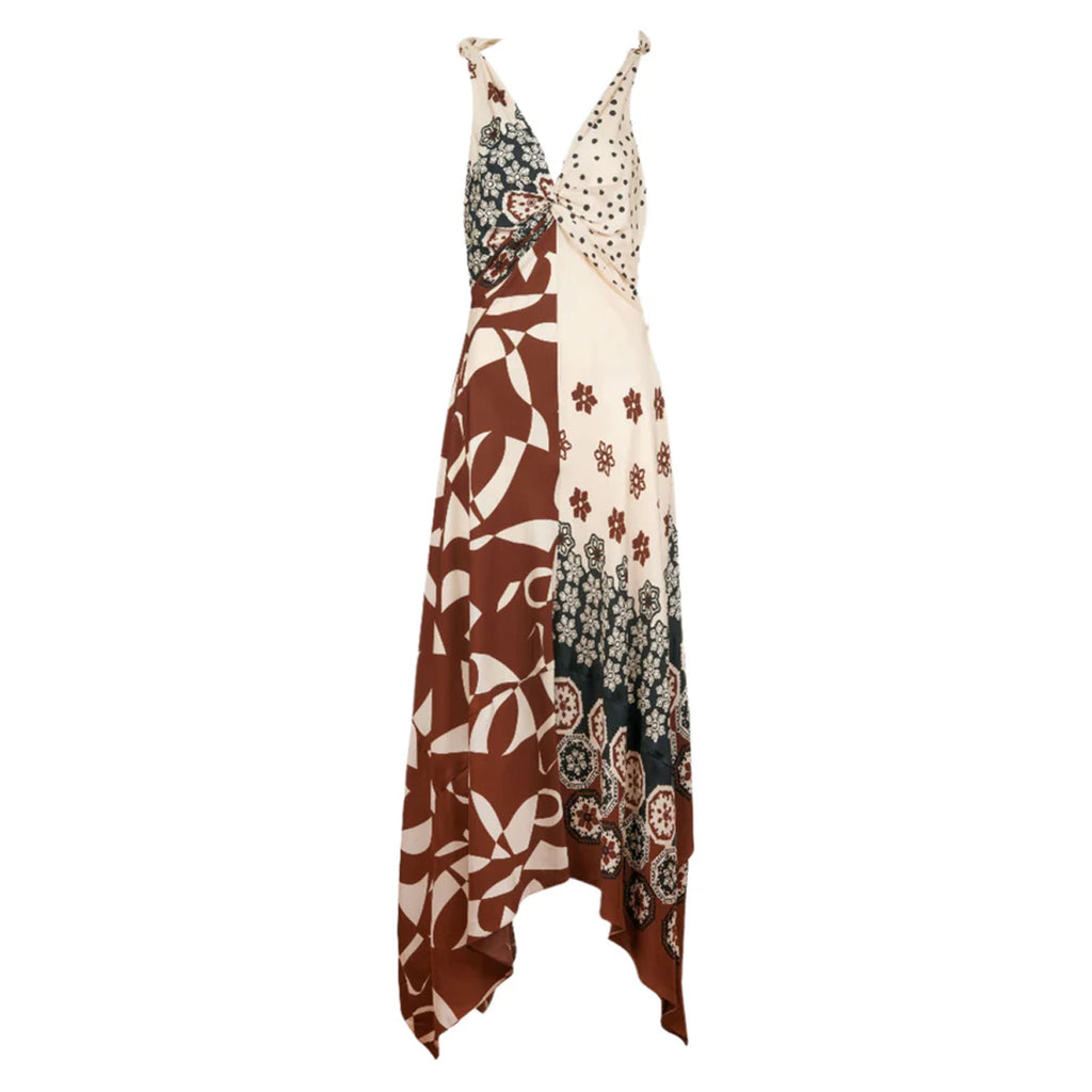 Mabel Dress in Cream & Deep Clay