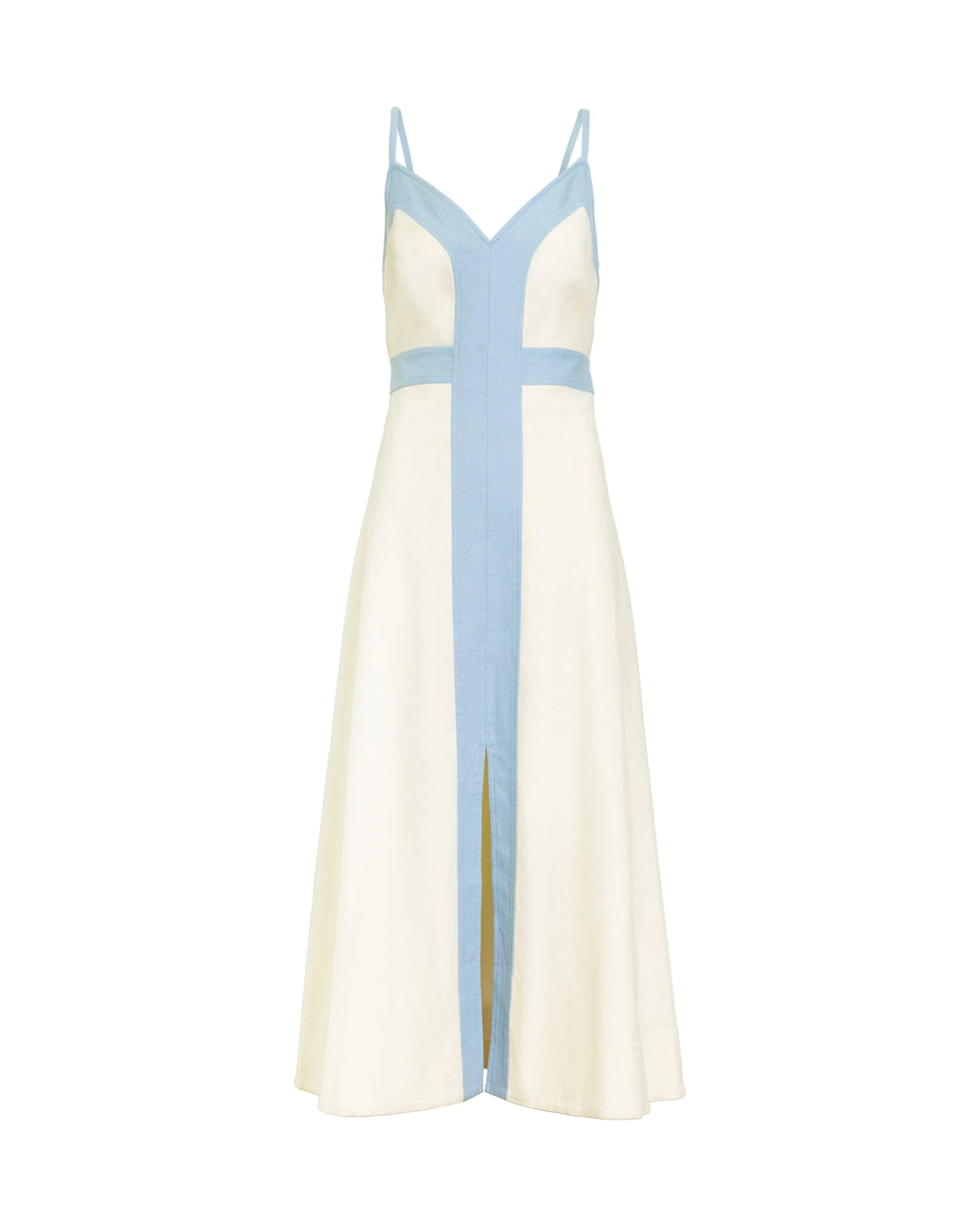 Madden Dress in Cream & Powder Blue