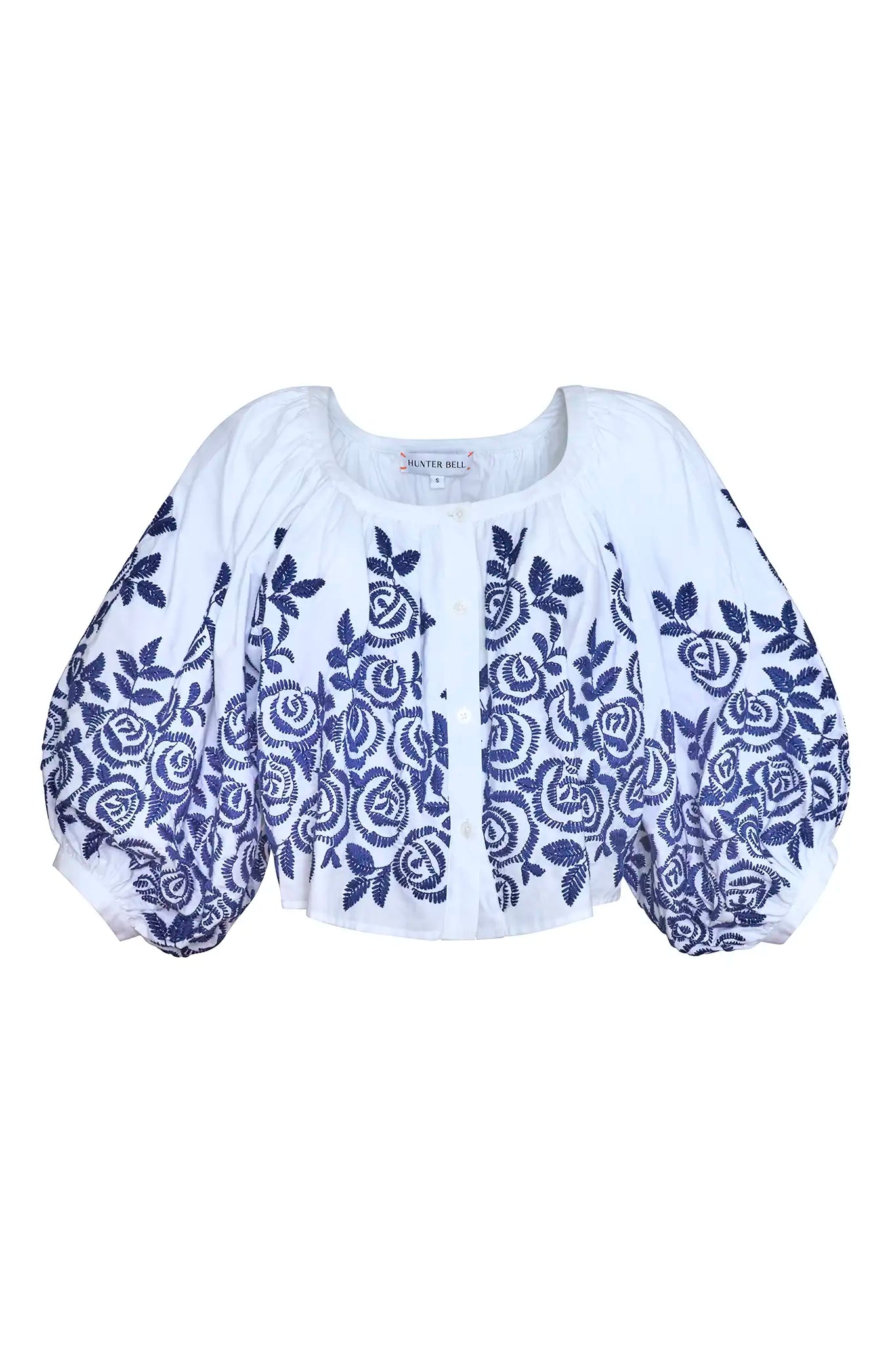 The Marie Top in White Rose Fence paired with denim. 