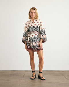 Marina Top in Cream & Deep Clay