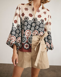 Marina Top in Cream & Deep Clay