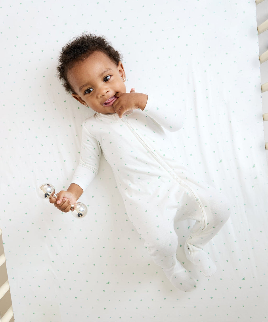 Marley Zip Pajama in Seafoam Hearts