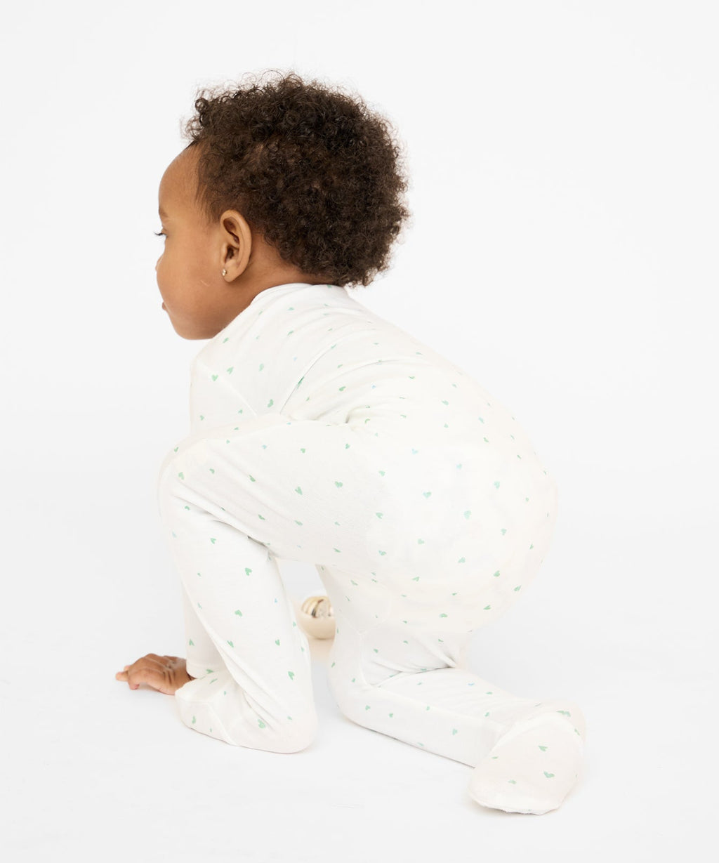 Marley Zip Pajama in Seafoam Hearts