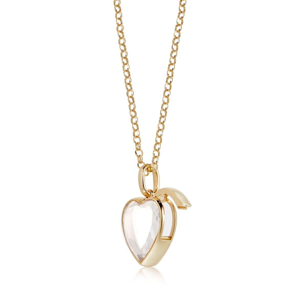Medium Heart Shape Locket Pendant on Adjustable Rolo Gold Chain