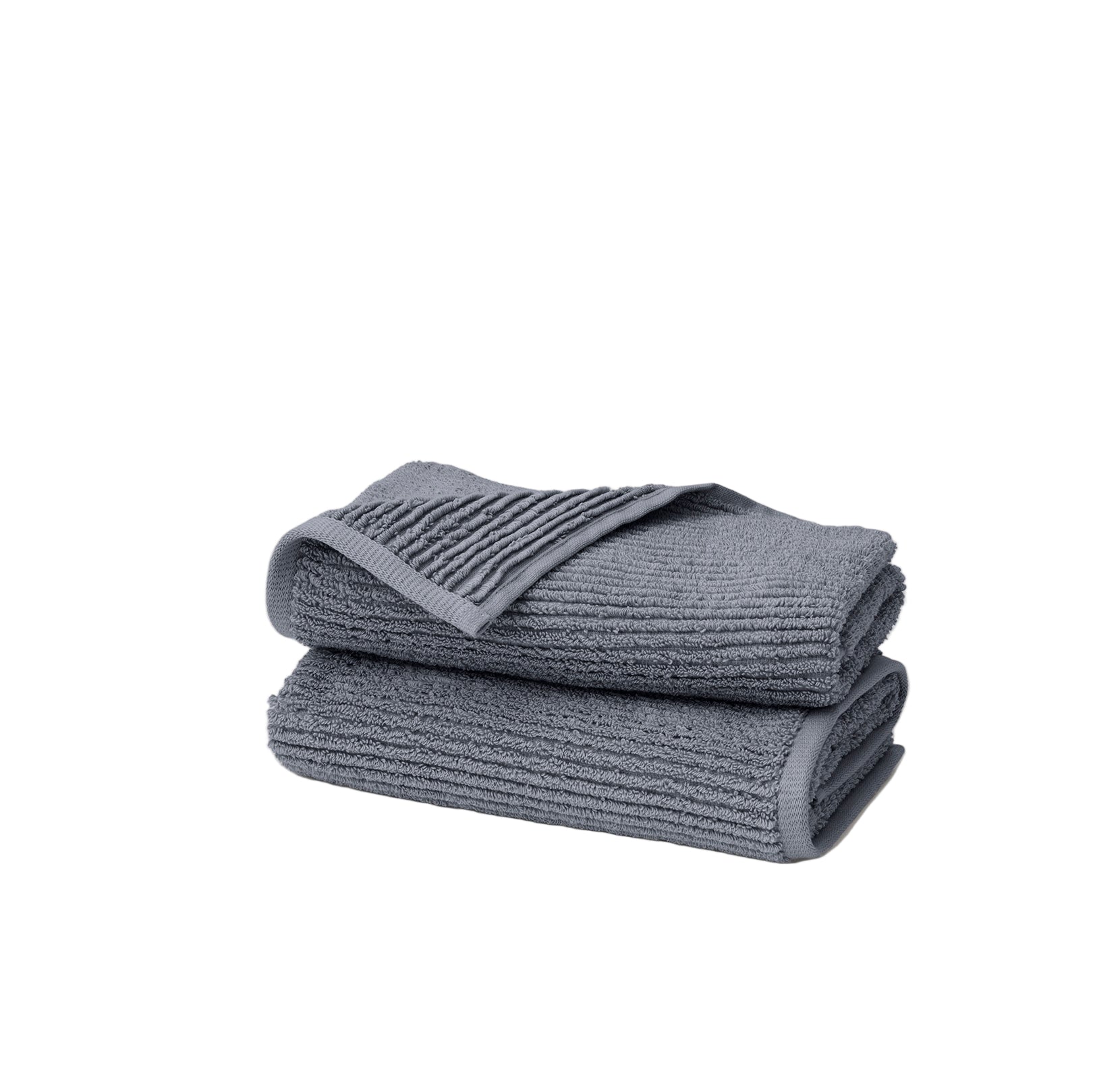 Turkish Ribbed Hand Towel in Mineral, Set of 2