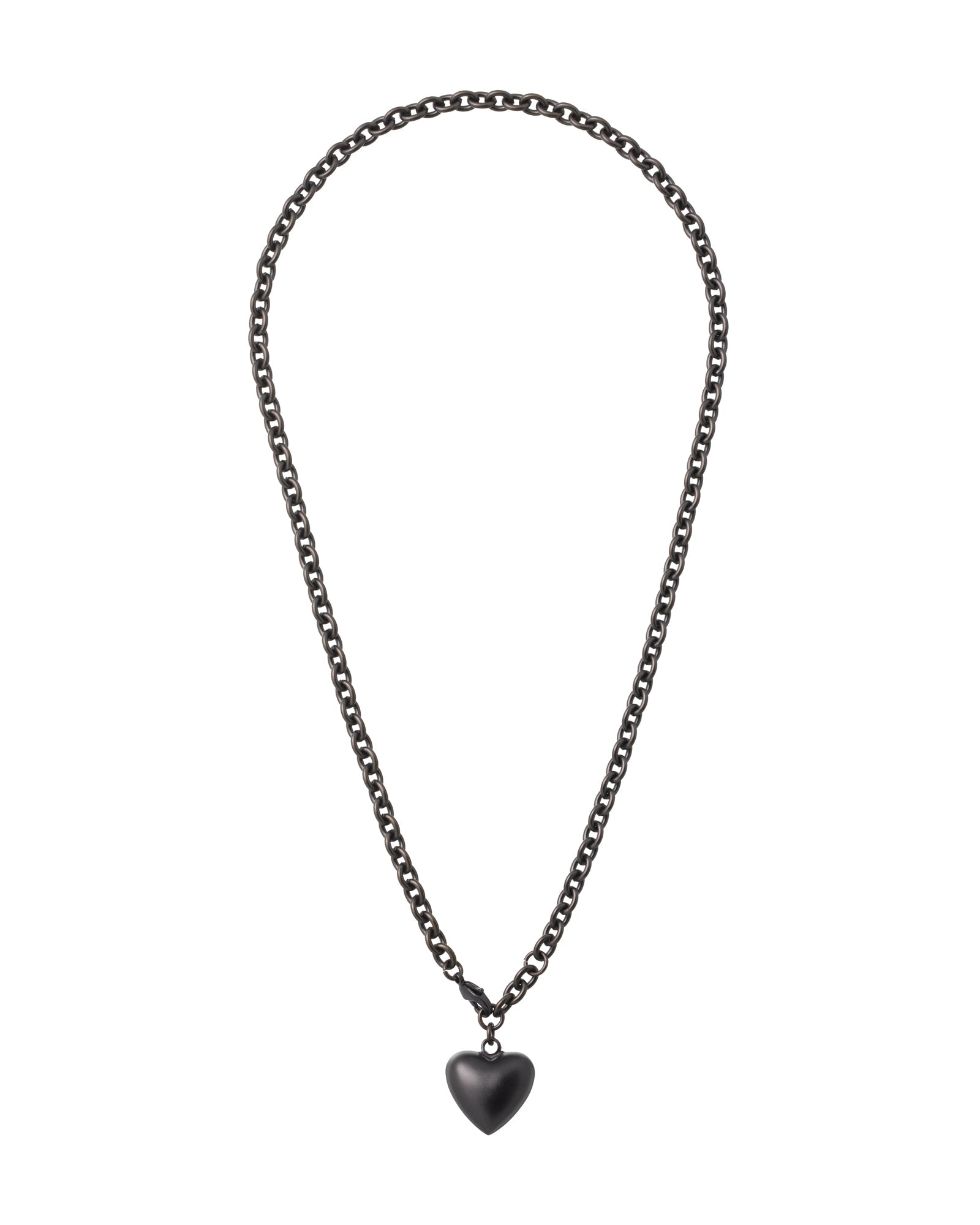 The Mini Puffy Heart Necklace in Black