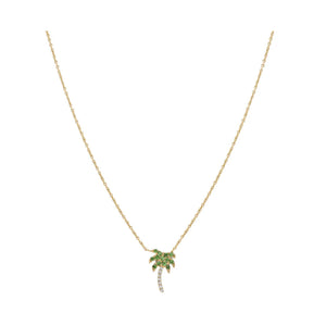 Mini Diamond & Garnet Palm Tree Necklace