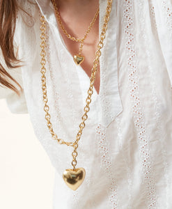 The Mini Puffy Heart Necklace in Gold