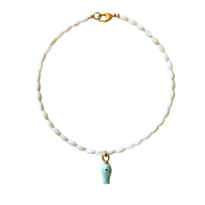 Mother of Pearl Beaded Fish Necklace