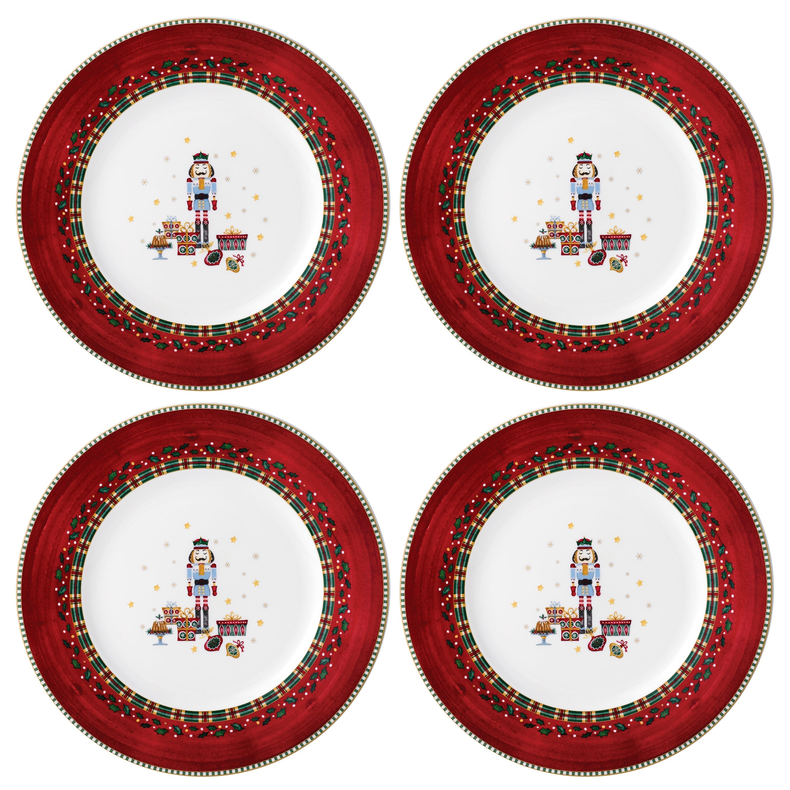 Prouna Nutcracker Salad / Dessert Plate Set of 4 White Background Photo