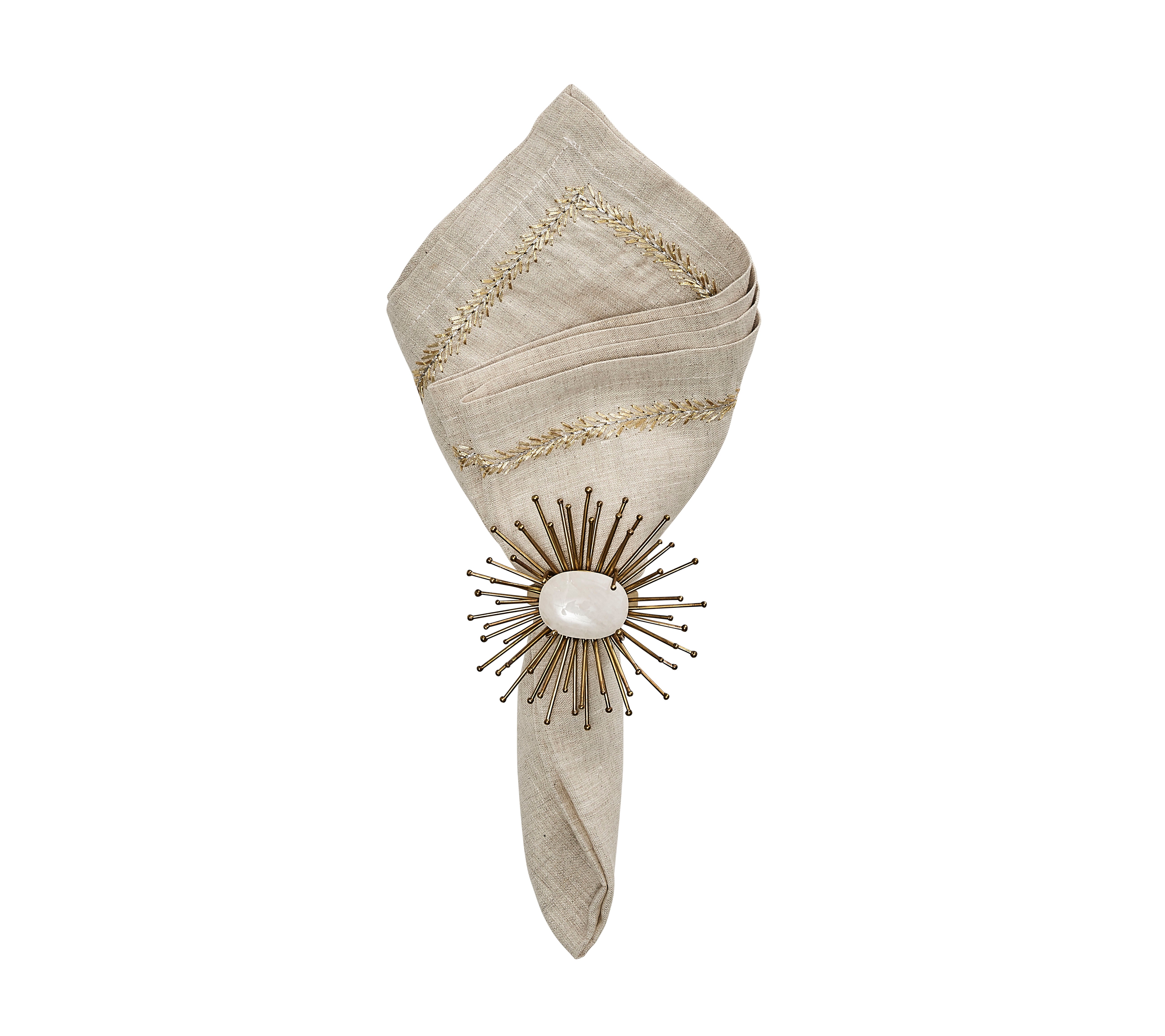 Jardin Napkin in Natural, Gold & Silver, Set of 4