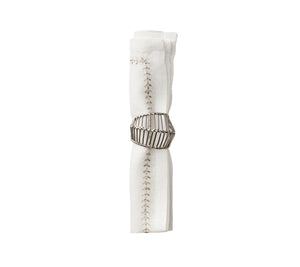 Jardin Napkin in White & Silver, Set of 4