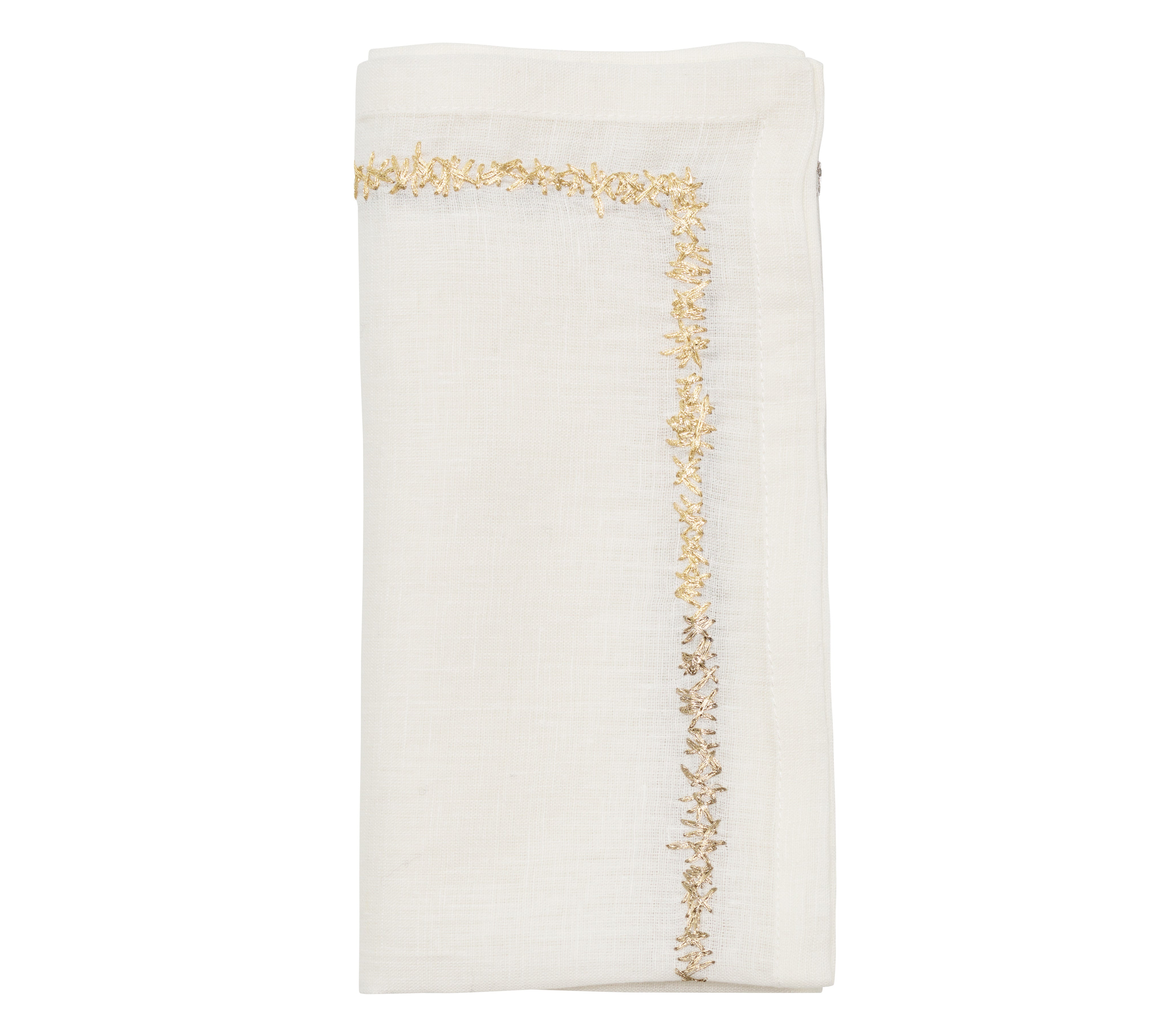 Aurelia Napkin in White, Gold & Silver, Set of 4