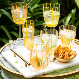 Nuovo Stripe Wine Glass in Orange