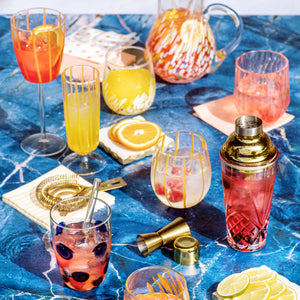 Nuovo Stripe Stemless Wine Glass in Yellow