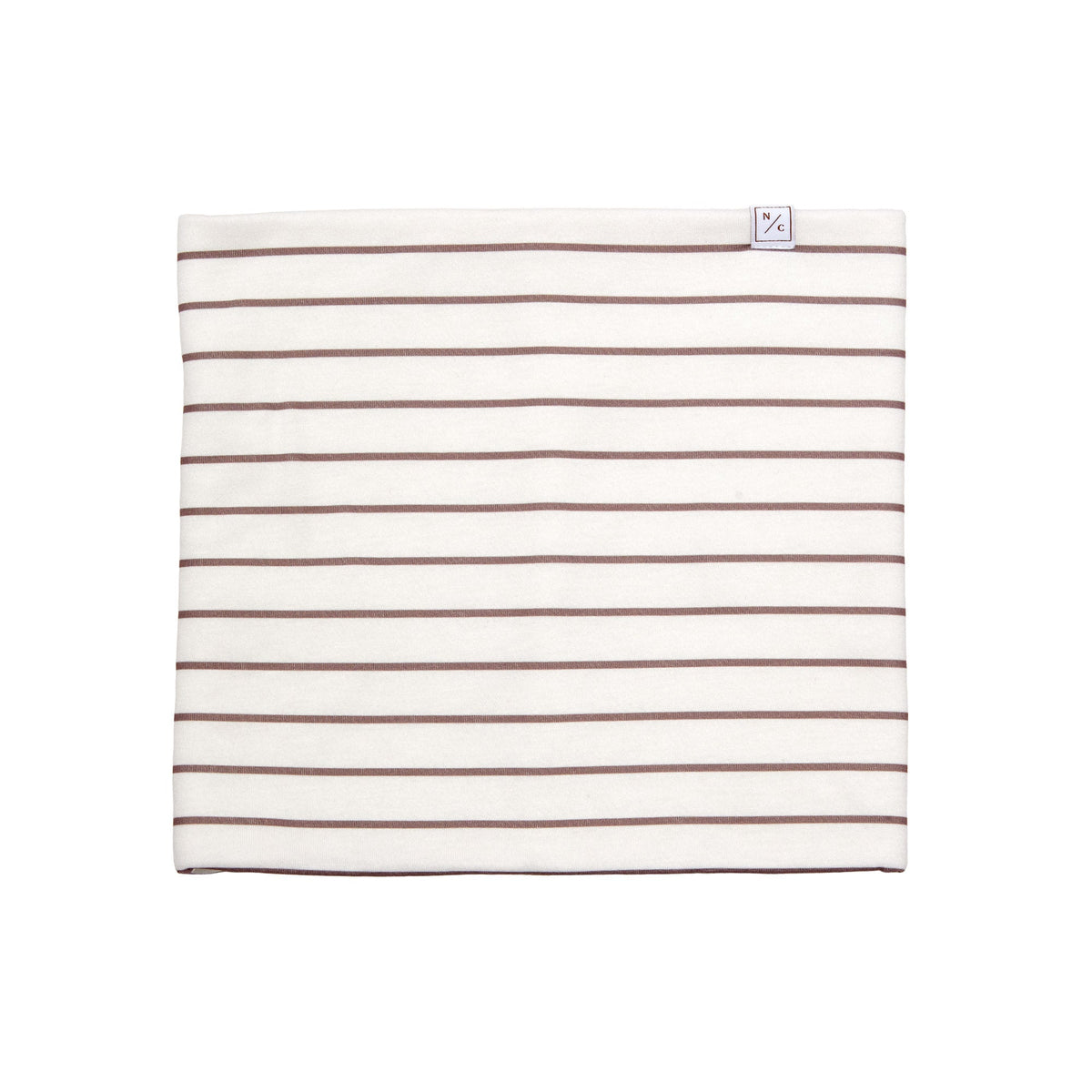 Kids and women's striped brown and white fleece neck warmer for boys and girls, made with soft, breathable fabric to keep necks warm during outdoor play, skiing, and winter snow activities