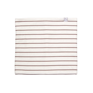 Kids and women's striped brown and white fleece neck warmer for boys and girls, made with soft, breathable fabric to keep necks warm during outdoor play, skiing, and winter snow activities