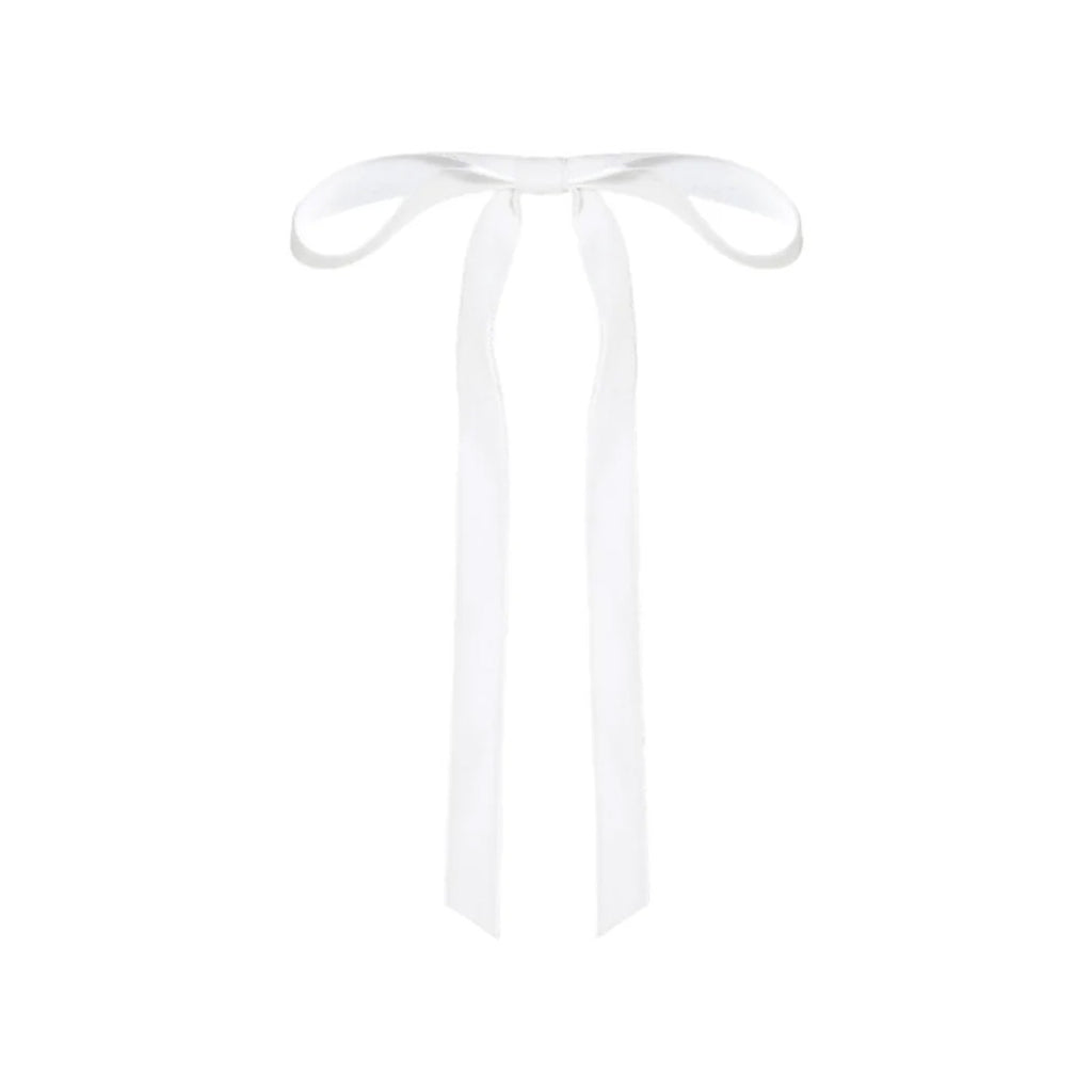 Aida Velvet Bow Barrette in Cream