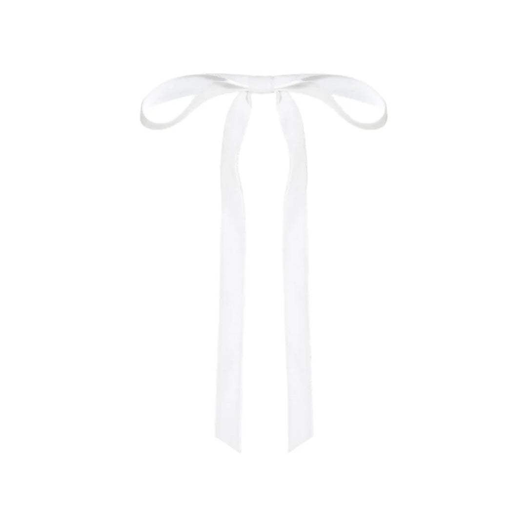 Aida Velvet Bow Barrette in Cream