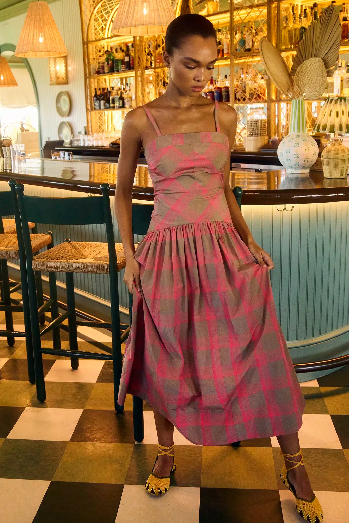 Newberry Dress in Day Glow Check