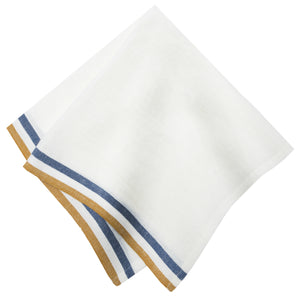 Normandy Napkins  in Mustard, White, & Blue Stripes, Set of 4