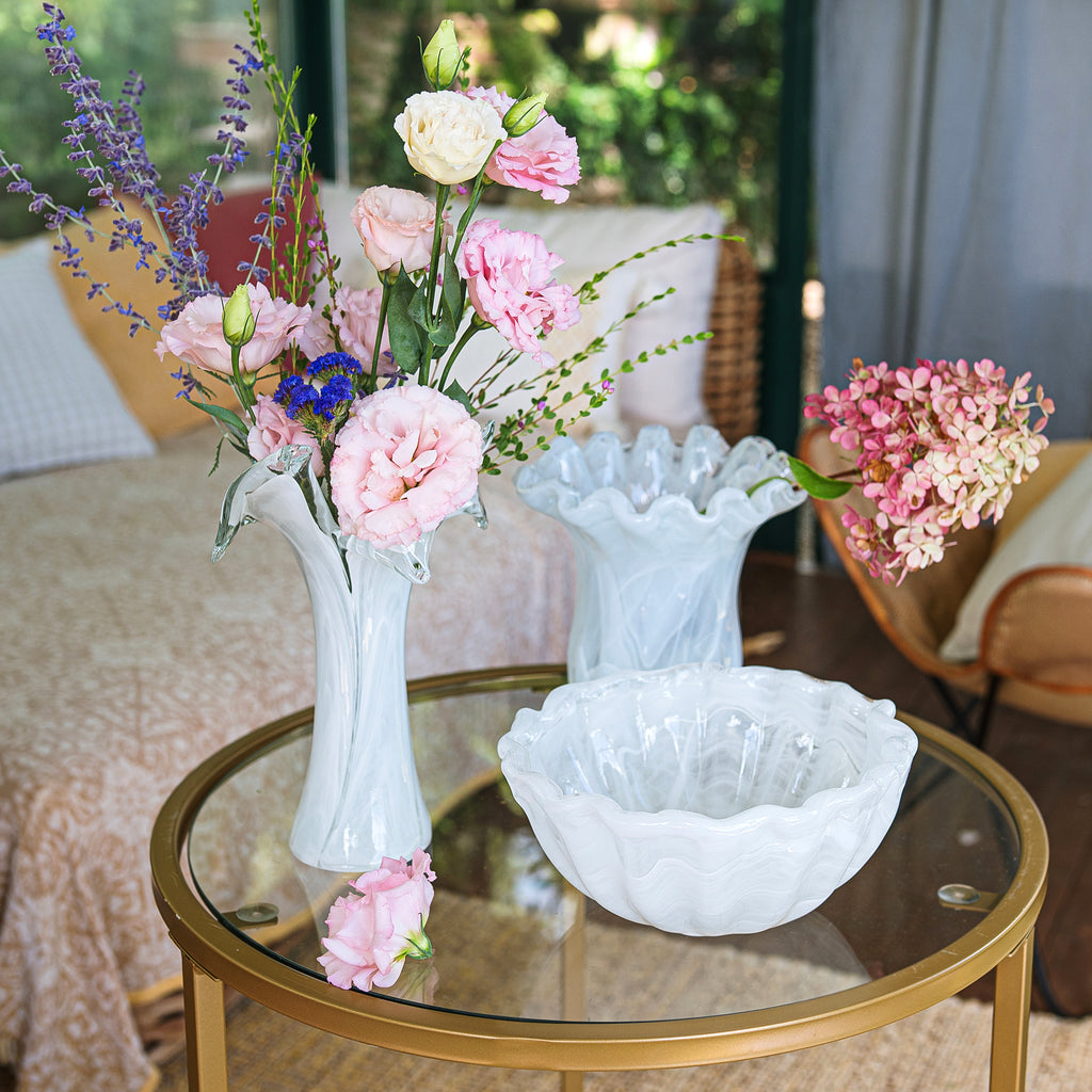 Onda Glass White Small Bowl in White