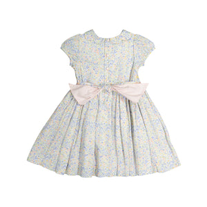 Ondine Floral Blue Short Puff Smocked Dress