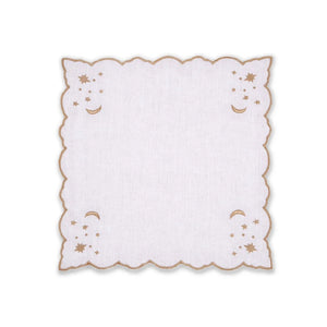 OTM Exclusive: The Astral Linen Napkin in White Linen and Gold Embroidery