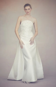 Gabi Gown in Ivory Silk Wool with Ivory Meadow Embellishment