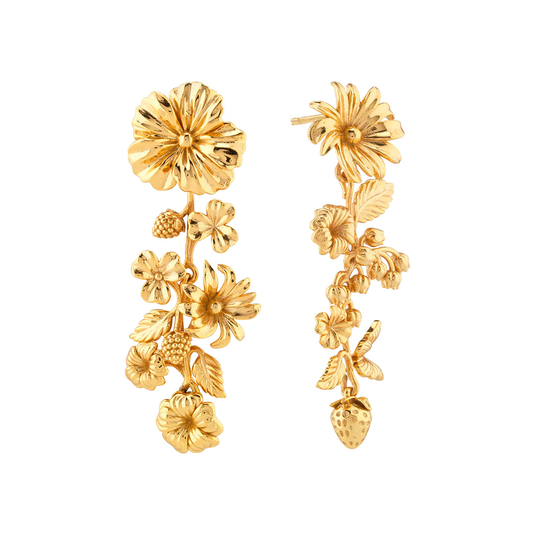 Meadow Bouquet Mismatched Grande Earrings in Gold