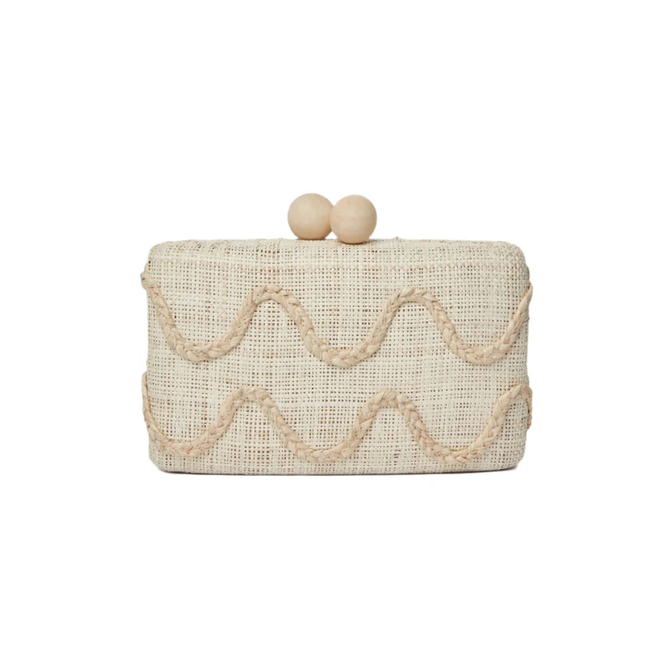 Tierra Embroidered Straw Clutch Bag in Natural