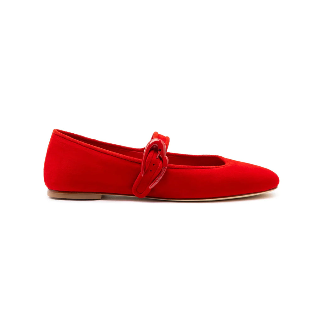 Verona Ballet Flat In Scarlet Suede