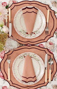 Emma Napkin in Rose with Burgundy Embroidery