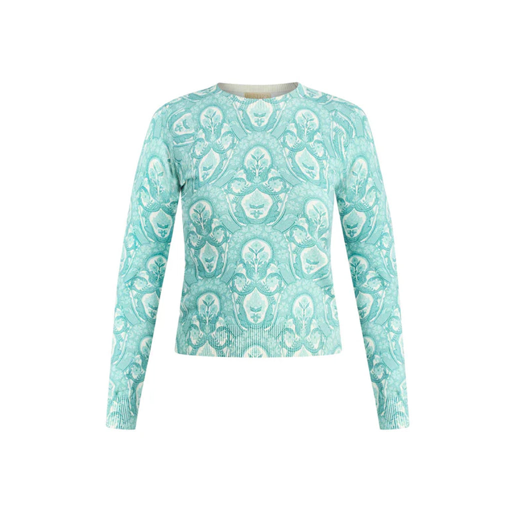 Phoebe Crewneck Sweater in Trellis Aquarelle