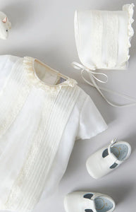 Cap Sleeve Lace Detail Romper in Ivory