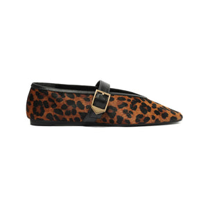Courtney Buckle Hair Calf Flat in Natural/Black