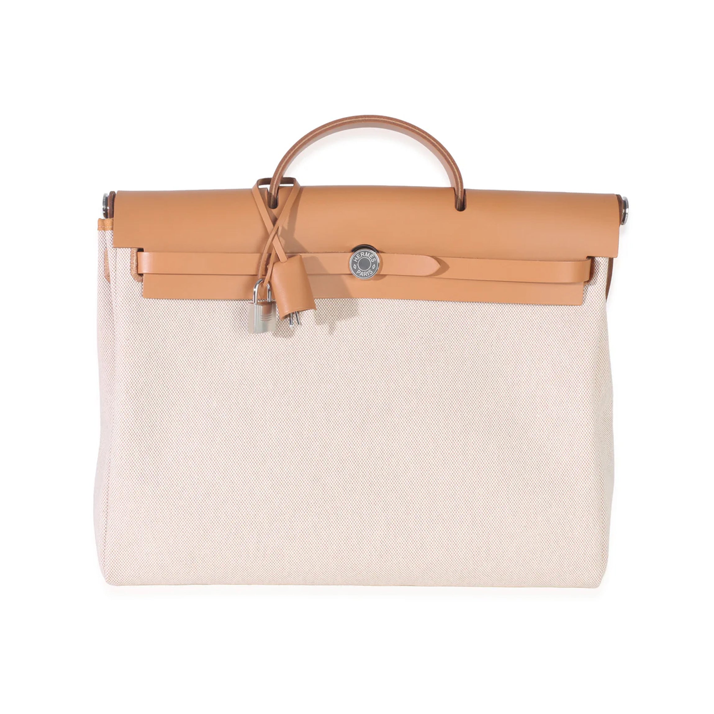 Hermès Ecru Beige Naturel Sable Toile Criss Viking Herbag Messenger 39 PHW