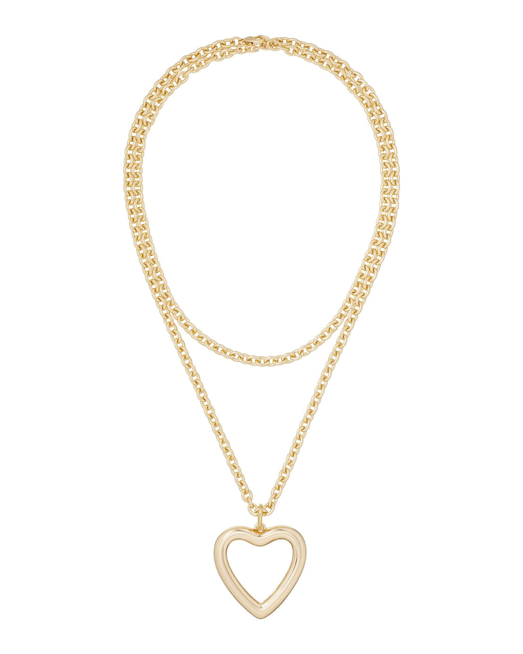 The Puffy Open Heart Necklace in Gold