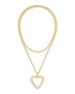 The Puffy Open Heart Necklace in Gold